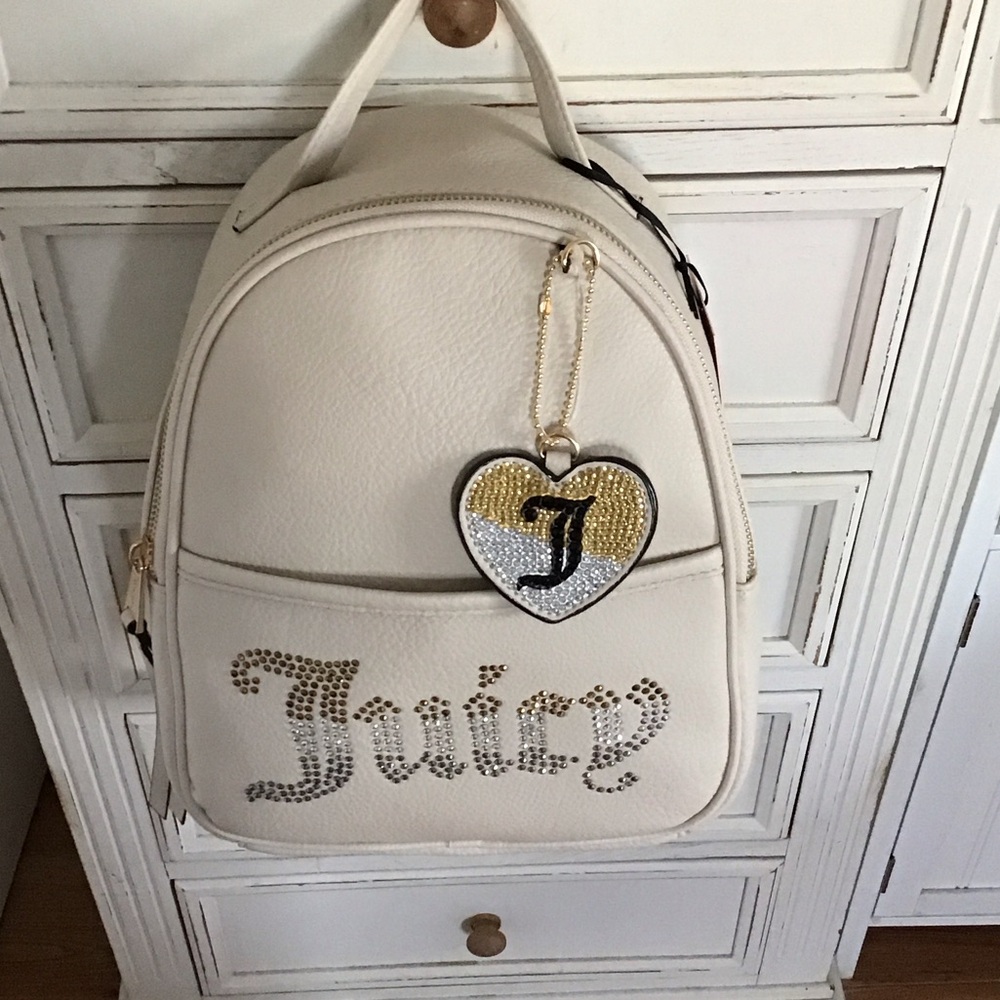New $99 MSRP Juicy Couture Cream and Gold Backpack with tags